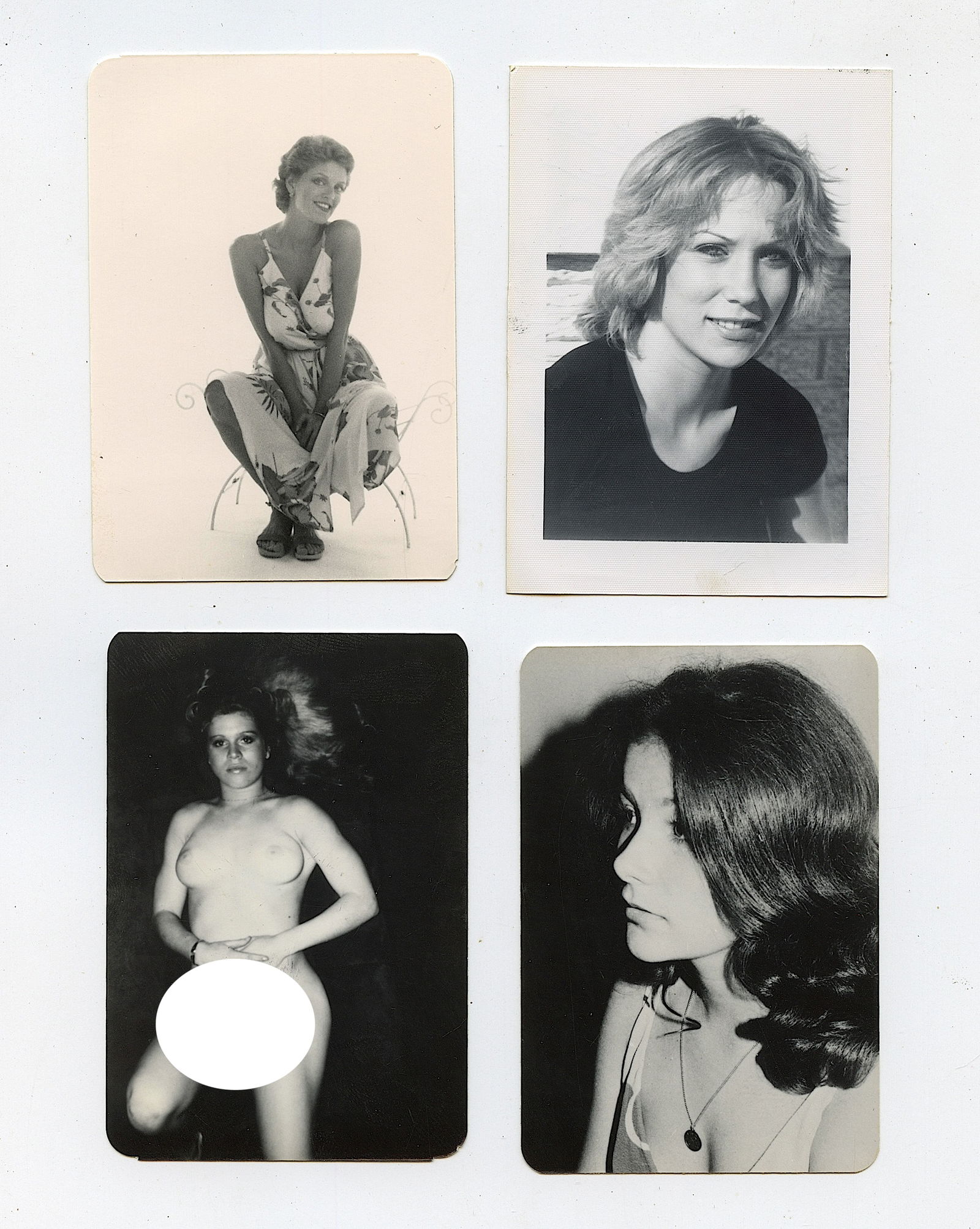Vintage Set 4 Original Photographs Pin Up Models 3.5" x 2.5": The provenance of this lot is from the a private collector in RI. We have included quality images to show it's actual condition. This lot is located in Boca Raton, Fl and its shipment will be made dir