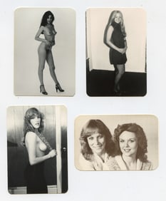 Vintage Set 4 Original Photographs Pin Up Models 3.5" x 2.5"