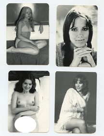 Vintage Set 4 Original Photographs Pin Up Models 3.5" x 2.5"