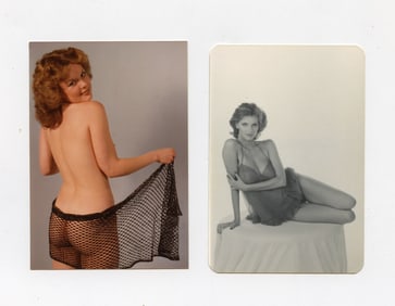 Vintage Set 2 Original Photographs Pin Up Models 3.5" x 2.5"