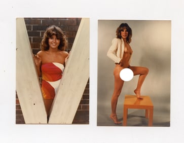 Vintage Set 2 Original Photographs Pin Up Models 3.5" x 2.5"