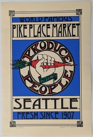 Vintage Rare Poster Limited Ed. Hand Signed SEATTLE Pike Place Market