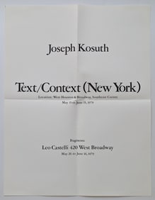 Poster, Leo Castelli Gallery, 1979 - Joseph Kosuth Text