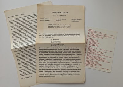 Art Ephemera EXHIBITION OFLECTURES , 1971 Art & Language Press, 1971