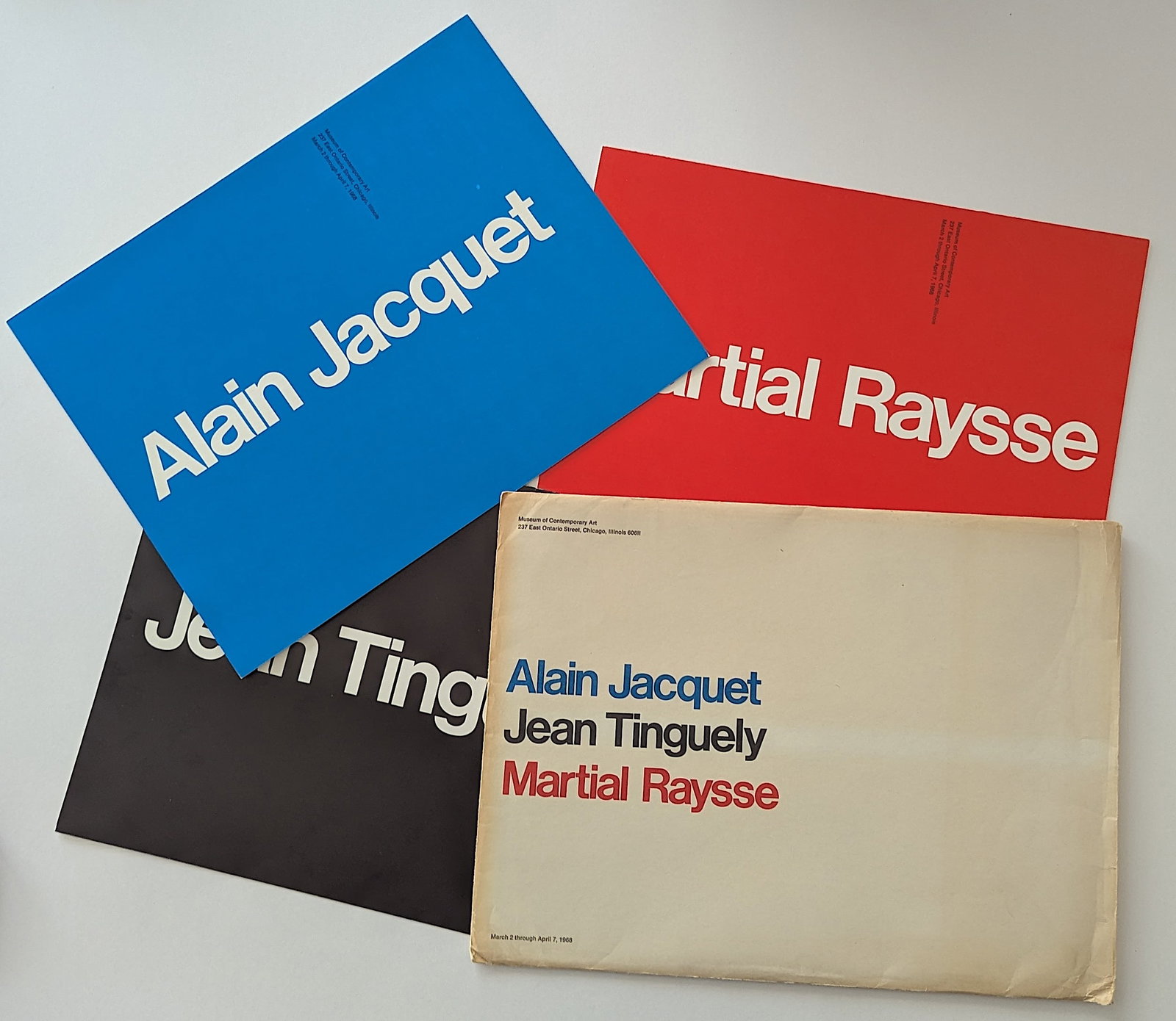 Rare Museum Exhibition Catalogue(s) A. JACQUET J. TINGUELY M. RAYSSE: Rare Museum Exhibition Catalogue(s) ALAIN JACQUET JEAN TINGUELY MARTIAL RAYSSEThe provenance of this lot is from the estate of a deceased formal art collector/curator in Miami, FL. We have included qu