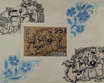 Vintage 1994 Hanna Barbera Flinstones Stamp Design