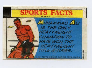 1981 Chewing Gum SPORTS FACTS Muhammad Ali