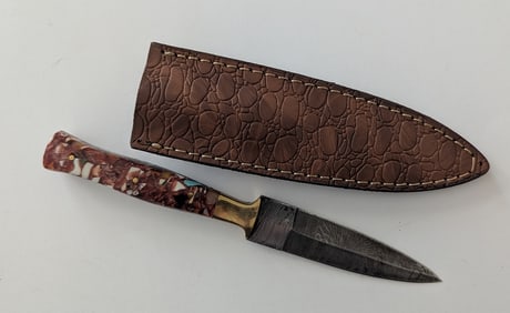 Handcrafted Heirloom Damaskus Steel Knife 4" Long