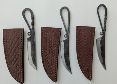 Set 3 Handcrafted Heirloom Damaskus Steel Knife 4" Long (each)