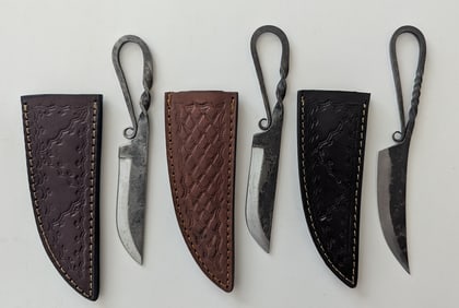 Set 3 Handcrafted Heirloom Damaskus Steel Knife 4" Long (each)