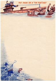1942 WWII Cartoon Victory Letterhead Sheet