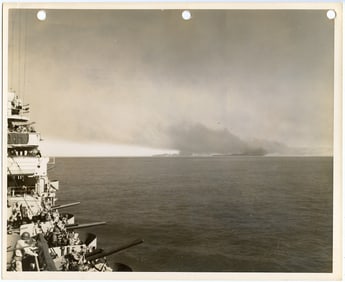 Vintage Official U.S. Navy Photograph Fire in Sicilia, 1943