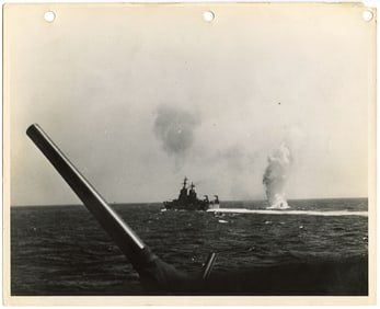 Vintage Official U.S. Navy Photograph Cruiser Quincy Narrow Scape, 1944