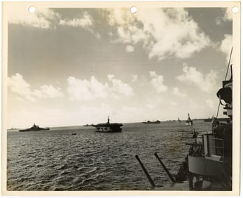 Vintage Official U.S. Navy Photograph Ingredients Of A Task Force, 1944