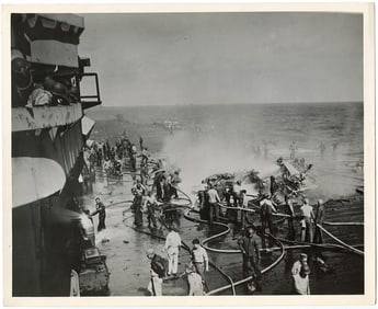 Vintage Official U.S. Navy Photograph USS Hancock, 1945