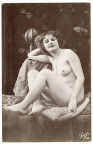 Vintage/Aintique Scarce French Litho Card with Female Artistic Nude
