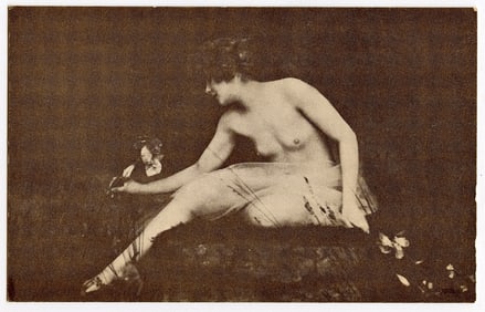 Vintage/Aintique Scarce French Litho Card with Female Artistic Nude
