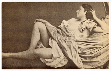 Vintage/Aintique Scarce French Litho Card with Female Artistic Nude