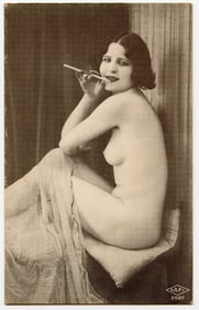 Vintage/Aintique Scarce French Litho Card with Female Artistic Nude