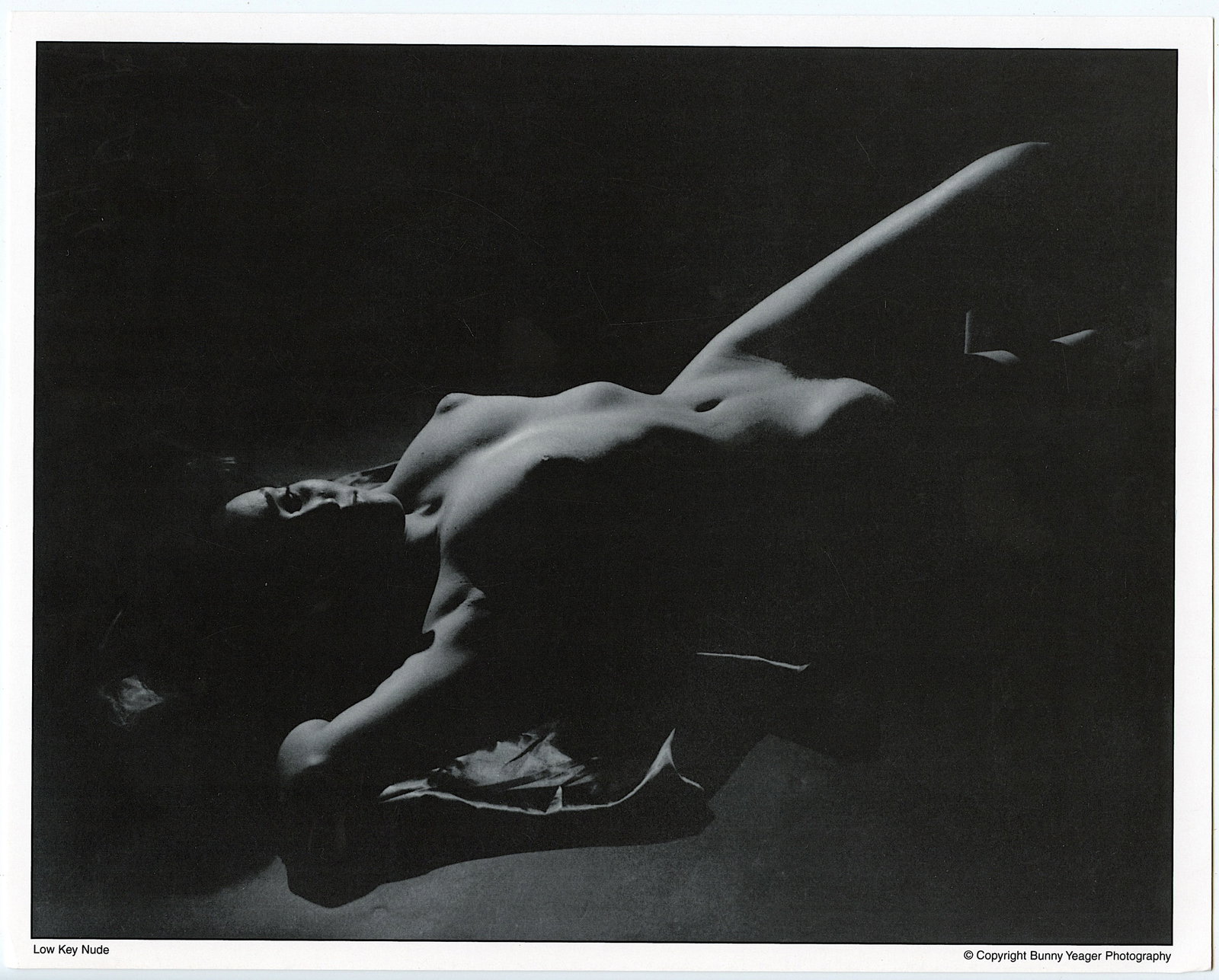 BUNNY YEAGER Vintage Pin Up Litho NUDE IN LOW KEY: This lot is coming from Bunny Yeager's estate/archives. Linnea Eleanor "Bunny" Yeager (March 13, 1929 - May 24, 2014) was an American photographer and pin-up model. She met Bettie Page in 1954, and to