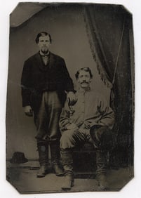 Confederate Tintype of Lt. Connell, 18th Tenn. Uniform with Friend