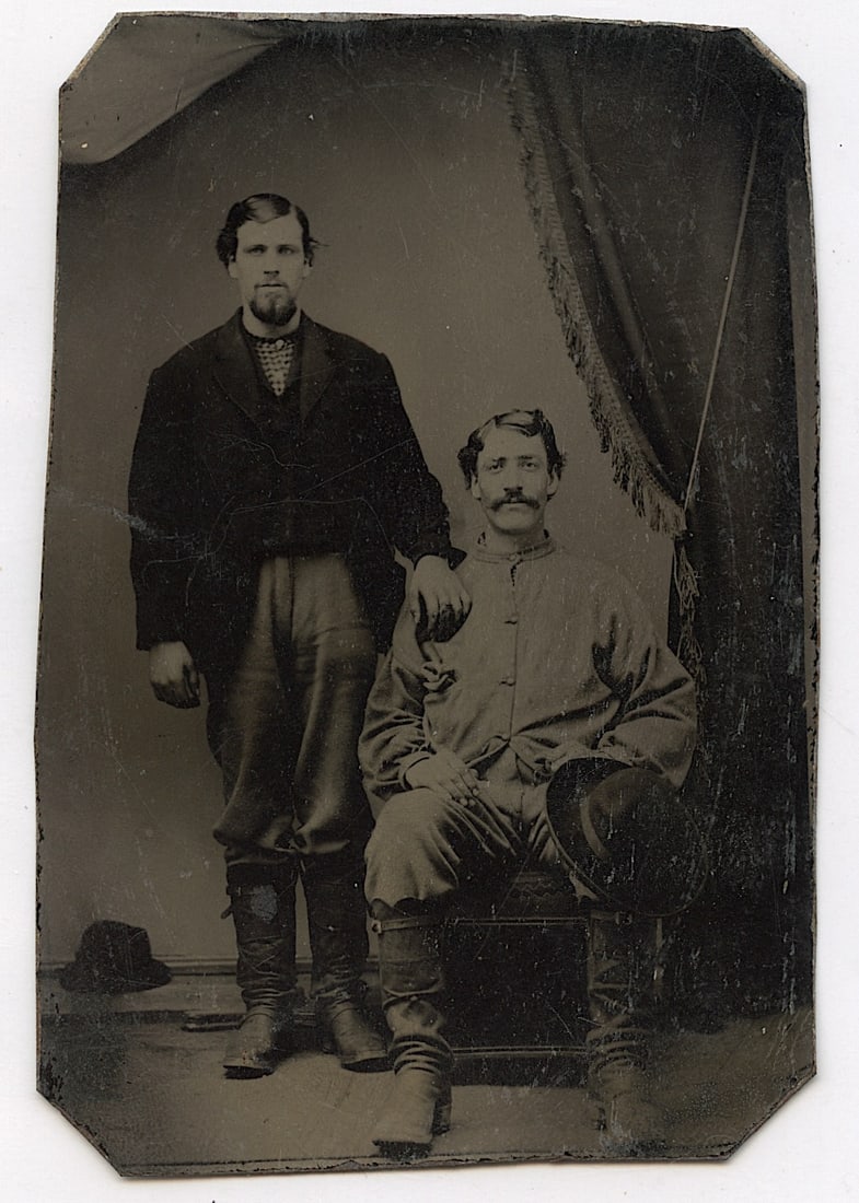 Confederate Tintype of Lt. Connell, 18th Tenn. Uniform with Friend (1 of 7)