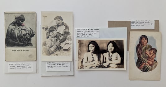 Group of 4 Postcards Including Natives & Native Sisters Alaska