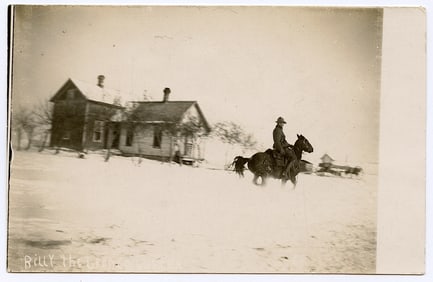 RPPC "Billy the Bronco Buster" Unused C. 1910, Cowboy in Snow