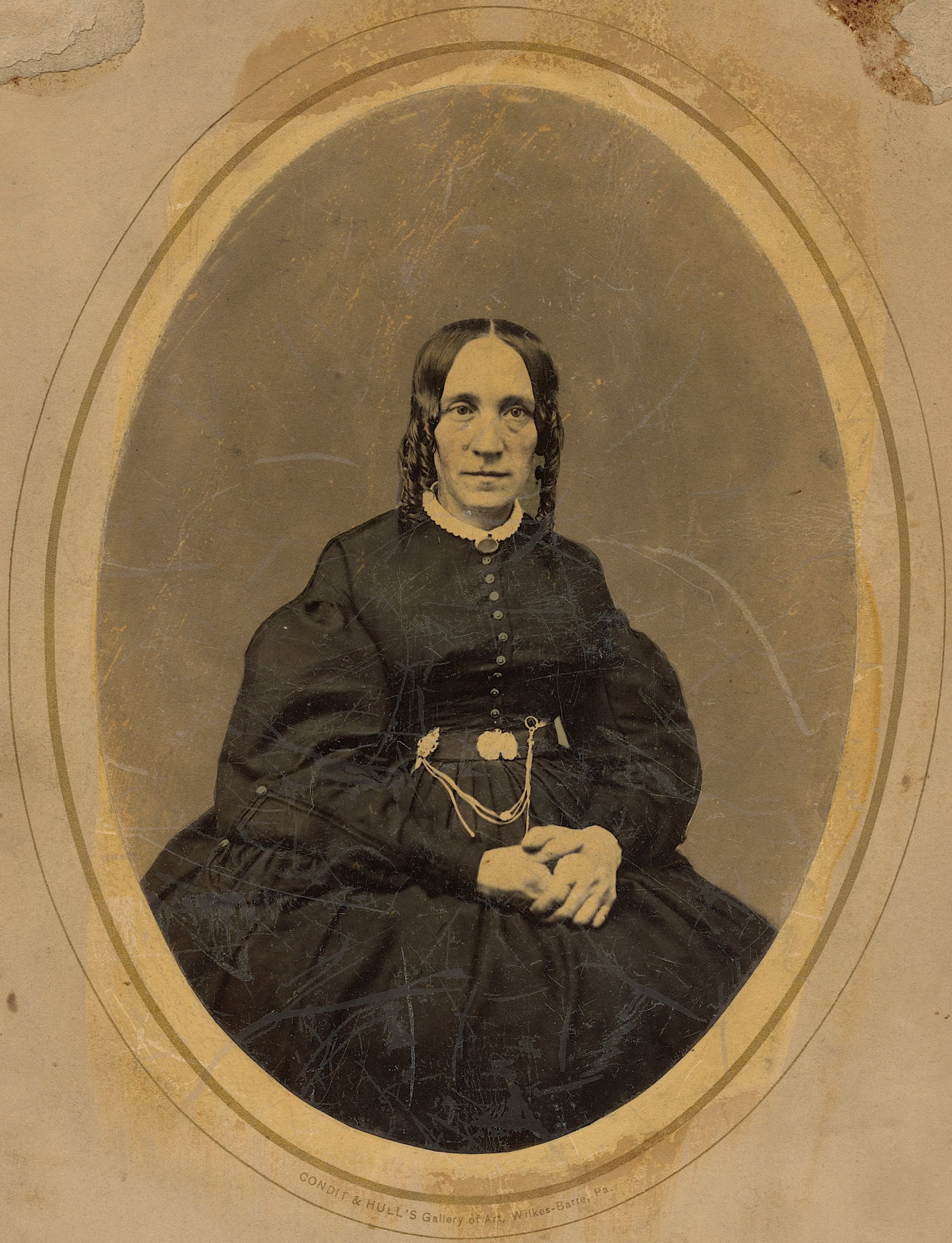 Civil War Era Portrait of Caroline Long Stamped: The card dimensions are Approx. 9.25" x 7". This lot is part of a group found related to Colonel HENRY A. COCK (promoted to Major on January 30, 1865) of the 56th Regiment of Pennsylvania during the A