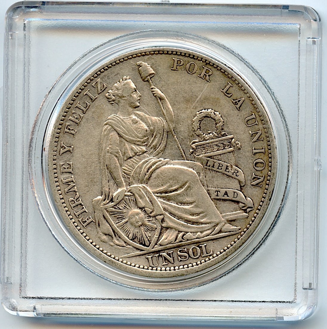 1895 PERU LIBERTY Antique Genuine Silver SOL Peruvian Coin (1 of 2)