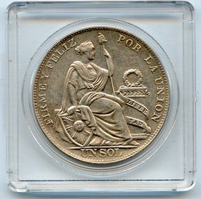 1934 PERU LIBERTY Antique Genuine Silver SOL Peruvian Coin