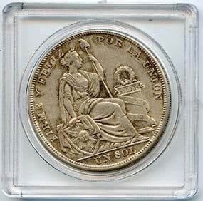 1924 PERU LIBERTY Antique Genuine Silver SOL Peruvian Coin