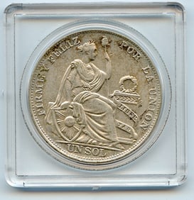 1935 PERU LIBERTY Antique Genuine Silver SOL Peruvian Coin