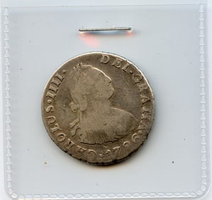 1796 1795 PERU LIMA 2 REALES IJ CAROLUS IIII