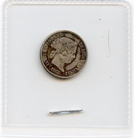 1868 Isabel II Por La Gracia 10 Sentimos Philipines Coin