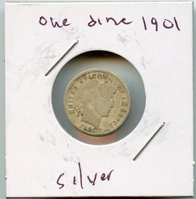 1901 US Coin Barber Dime Silver