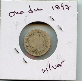 1897 US Coin Barber Dime Silver