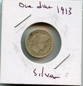 1913 US Coin Barber Dime Silver