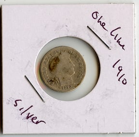 1910 US Coin Barber Dime Silver