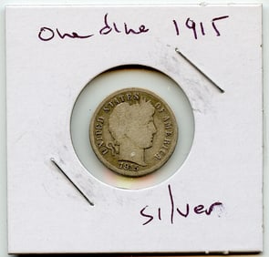 1915 US Coin Barber Dime Silver