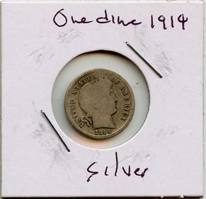 1914 US Coin Barber Dime Silver