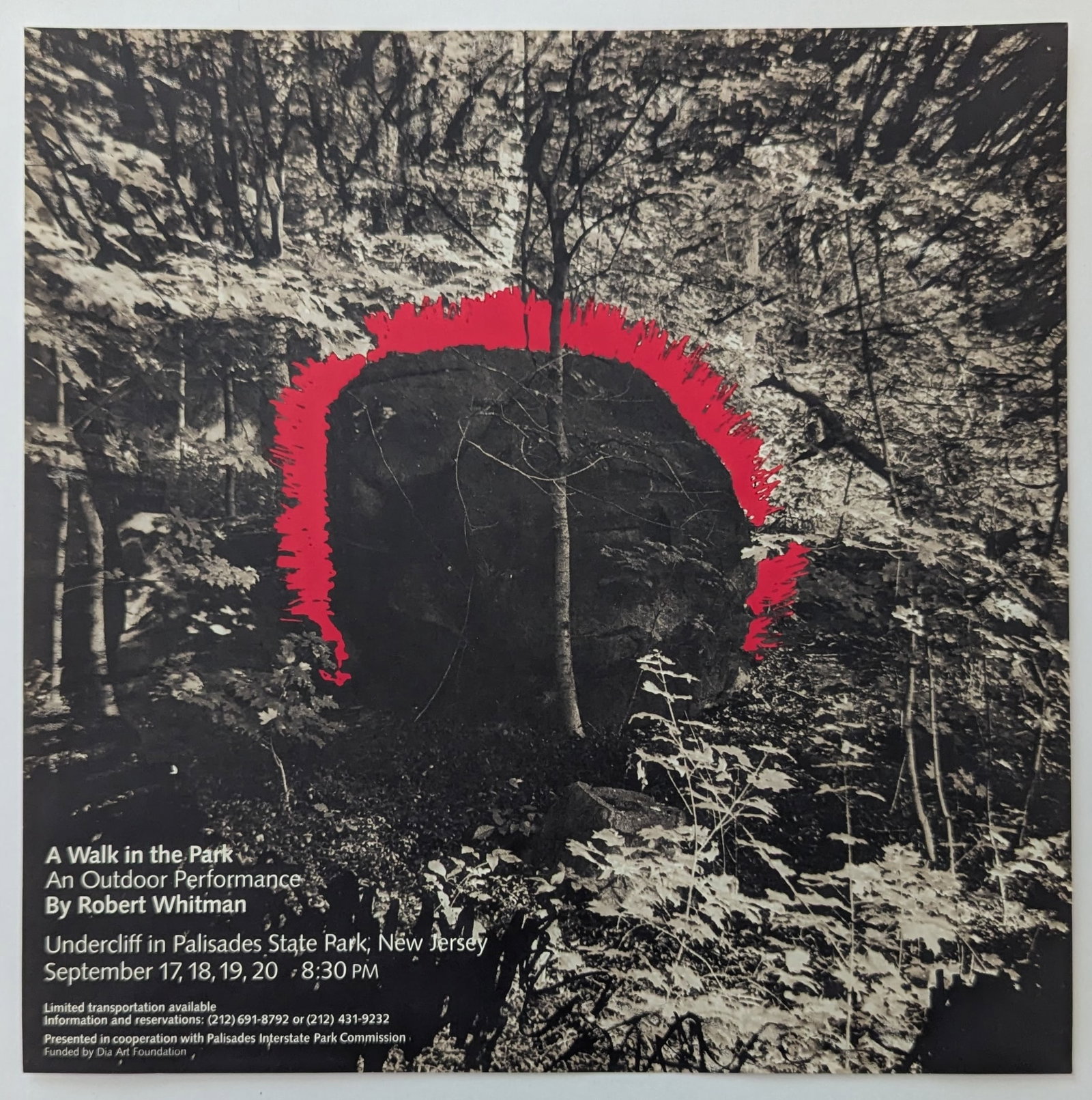 Robert Whitman A Walk in the Park, An Outdoor Performance, 1981: The dimensions are Approx. 10" x 10". The provenance of this lot is from the estate of a deceased formal art collector/curator in Miami, FL. We have included quality images to show it's actual conditi