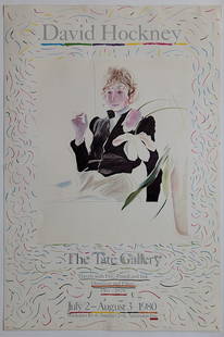 David Hockney Tate Gallery 1980 Original Poster Pop Art - 30" x 20": The provenance of this lot is from the estate of a deceased formal art collector/curator in Miami, FL. We have included quality images to show it's actual condition. This lot is located in Boca Raton,