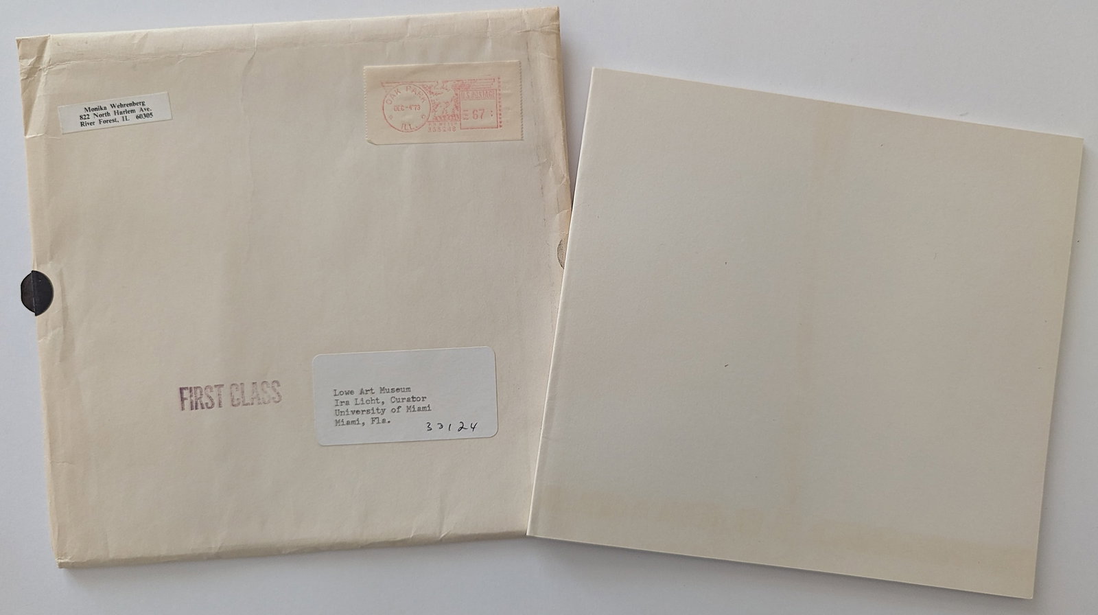 Art Catalog Ephemera MONIKA WEHRENBERG, 1973 Lines and Numbers (1 of 4)