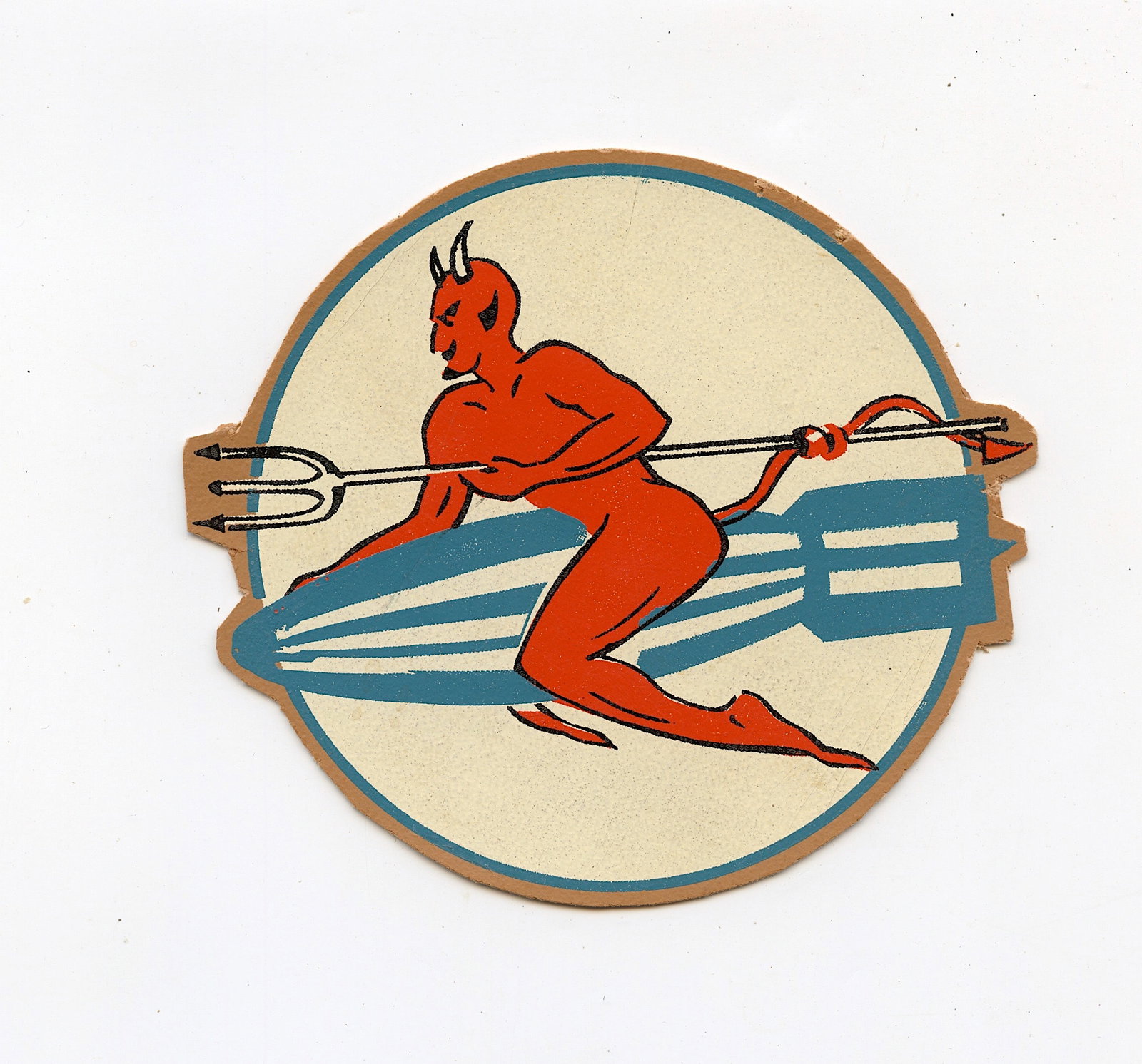 Original Pacific WW2 War Era Squadron Card Emblem: Approx. Dimensions 4.5" Diameter. The provenance is from a deceased collector in Palm Beach. We have included quality images to show it's actual condition. This lot is located in Boca Raton, Fl and it