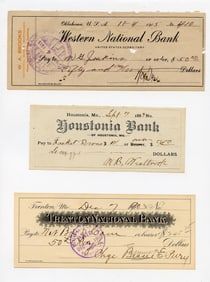 Group 3 Antique Checks & Bank Receipts 1887, 1893 and 1915