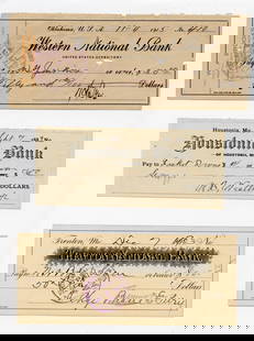 Group 3 Antique Checks & Bank Receipts 1887, 1893 and 1915: The provenance is from a deceased collector in Palm Beach. We have included quality images to show it's actual condition. This lot is located in Boca Raton, Fl and its shipment will be made directly b