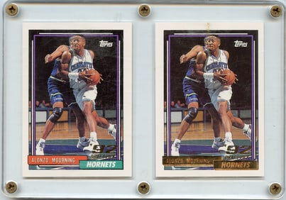 Pair ALONZO MOURNING 1992-93 TOPPS #393 ROOKIE CARD