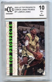 Lebron James 2003 Topps UD #P1 Promos Top Prospects BCCG 10 Mint