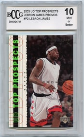 2003 Upper Deck Top Prospects Lebron James #P2 Rookie RC BCCG 10